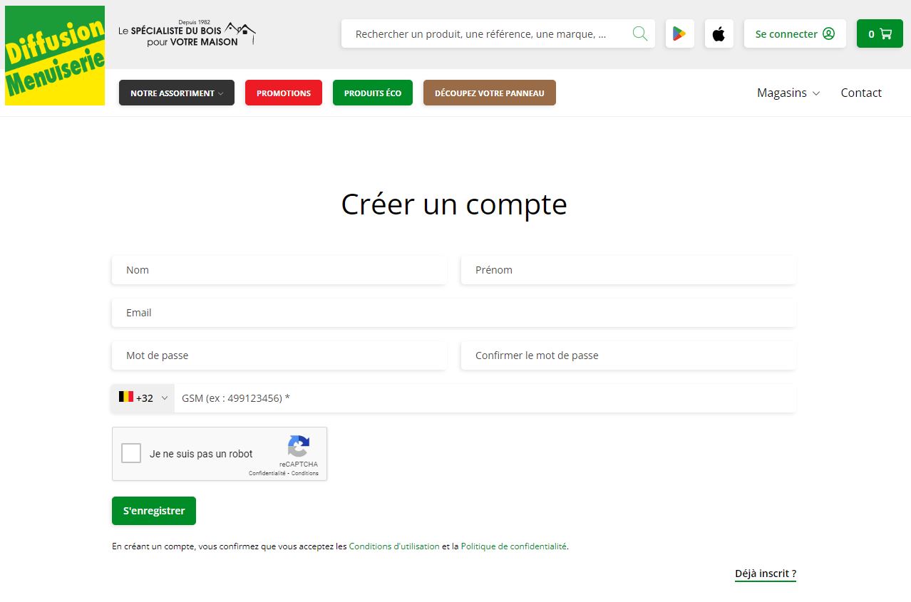 nouvel e-shop creer un compte particulier